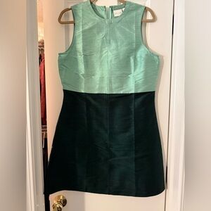 Julia Amory Elegant Two-Tone Pistachio Emerald Baby Jane Dress